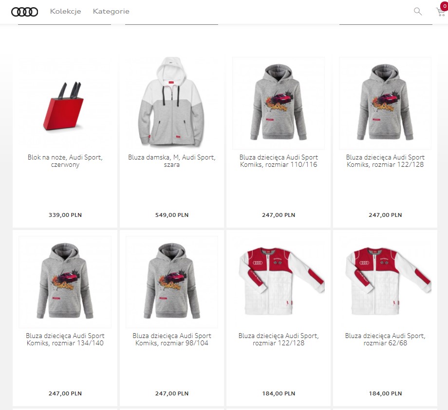 Audi online shop designed by Programa software house