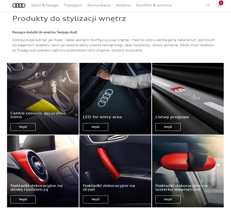 Audi accessories avalaible in online shop implemented by Programa