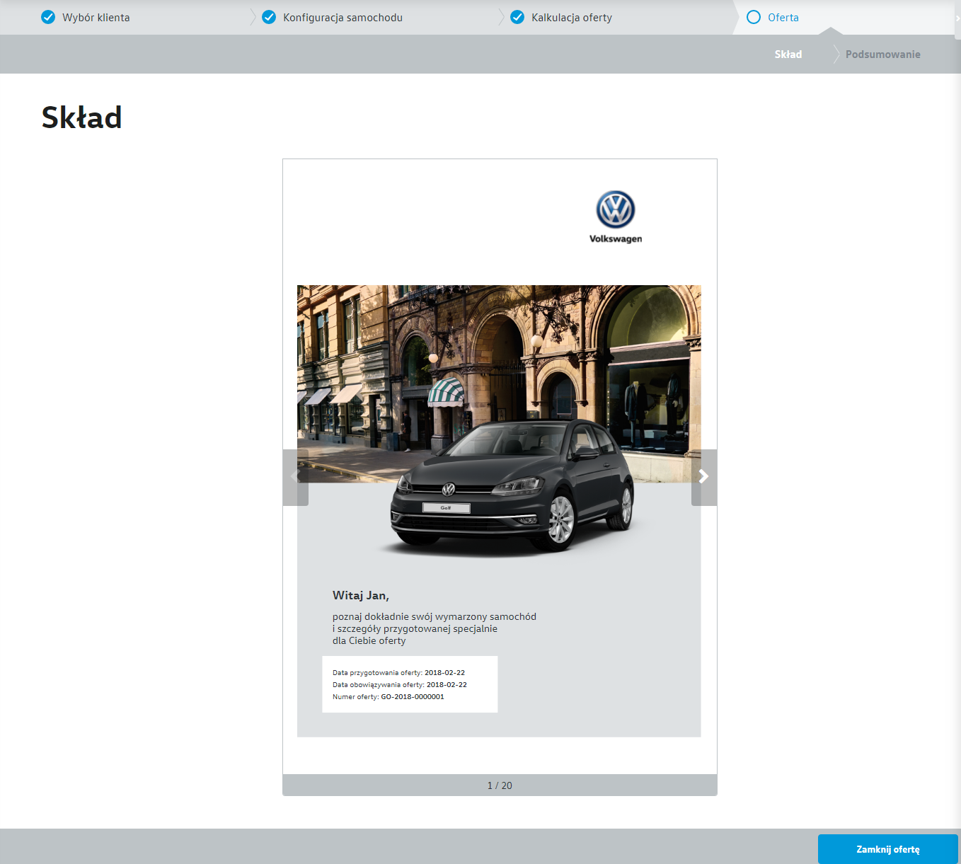 Volkswagen Offer Generator - generation created by Programa